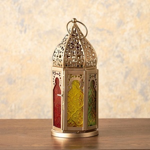 Latest Hot Selling Ramadan Home Decoration Gold Colorful Classic Metal/Glass Handmade Durable <b>Candle</b> <b>Holder</b> <b>Lanterns</b> for - Product Image 1