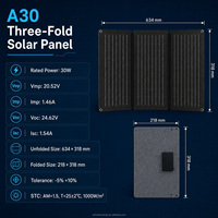 Panneau solaire pliable 30W monocristallin, chargeur solaire portable pour le camping, la randonnée, la station d'alimentation portable, la charge hors réseau
