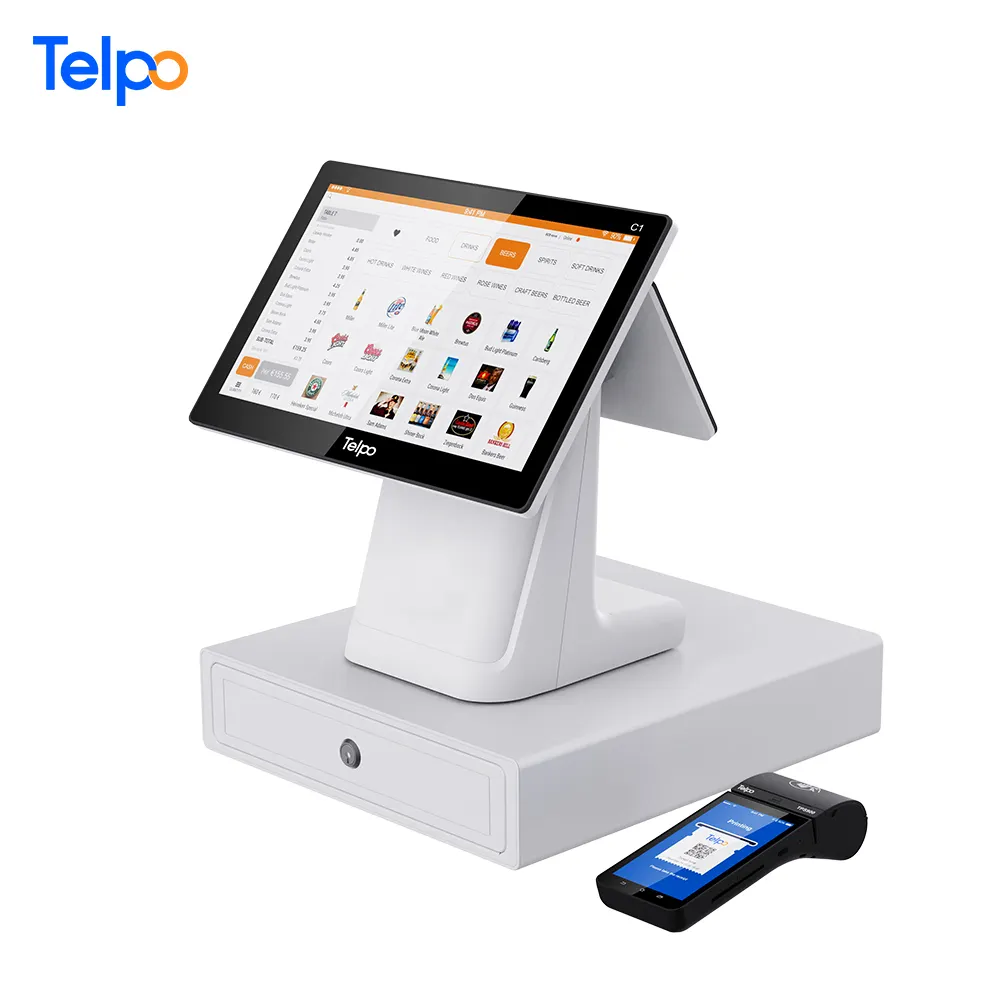 Telpo 15.6-zoll dual screen POS Cash Register Electronic Cash Register mit Thermal Printer Thermal Cash Register