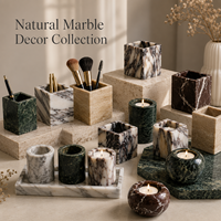 Accessoires de décoration intérieure en marbre naturel : Boîte à mouchoirs, Porte-bougie, Plateau en pierre de marbre pour salon, chambre et bureau