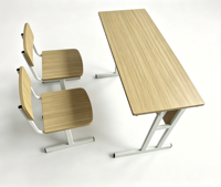 Ensemble de deux bureaux d'étude pour étudiants, hauteur réglable, structure en métal robuste, plateau en bois, table d'étude scolaire avec 2 sièges, salle de classe