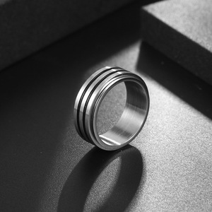 Men's <b>Titanium</b> Steel <b>Ring</b> Geometric Design Rotating Band Punk Style Jewelry SA1139 - Product Image 3