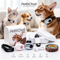 Dispositif de traduction pour animaux de compagnie Pettichat AI, haute précision, Bluetooth, batterie >20h, IP65, GPS Tracker, détection d'émotions pour chats et chiens, CE FCC
