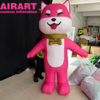 Chat gonflable rose debout avec décoration de collier, Mascotte gonflable pour décoration de produit