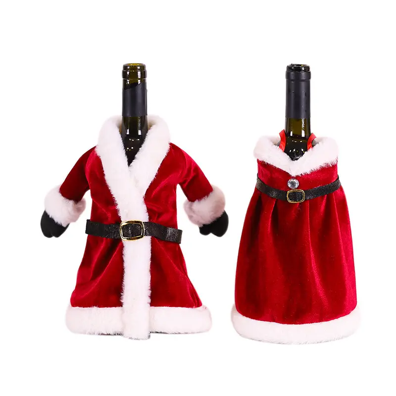 Vendita calda Set di natale buon natale copertura della bottiglia di vino ornamenti regali vestito di natale gonna decorazione copertura della bottiglia di vino