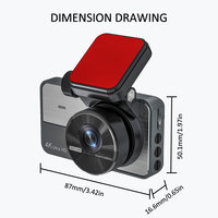 Caméra de tableau de bord 4K avant et 2K double objectif avec écran IPS 3 pouces, WiFi, suivi GPS, surveillance de stationnement, vision nocturne, étanche