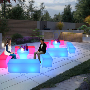 Cà phê cửa hàng Led đồ nội thất không thấm nước phát sáng chiếu sáng bãi biển Ngoài trời LED đồ nội thất bàn và ghế Bộ - Product Image 5