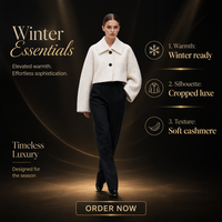 PRETTY STEPS Veste en cachemire double face brossé de qualité supérieure, couleur unie, coupe courte, manteau d'hiver cousu à la main, vêtements d'extérieur pour femmes