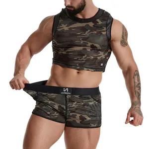Oem Custom Tank Top Volwassen Gay Sexy Crop Tops Mannelijke Vest Mouwloze Fitting Club Party Ondergoed T-shirt Pak Voor mannen