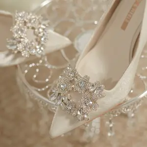 2024 new wedding shoes pointed high heels wedding shoes thick heels high heels shoes