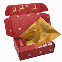 Boîte cadeau de Noël personnalisée de luxe rouge et or, boîte cadeau décorative pour la veille de Noël, boîte en carton ondulé, emballages personnalisés