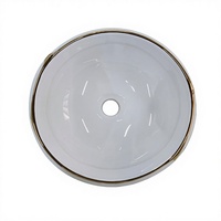 Lavabo rectangulaire moderne en porcelaine ETON ET-310GOLD, capacité 9L, installation sur comptoir, blanc doré, pour salle de bain