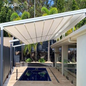 Toit rétractable en <span class=keywords><strong>aluminium</strong></span> imperméable, pergola pliante avec éclairage LED - Product Image 2