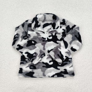 Pull molletonné personnalisable à manches longues et demi-fermeture éclair pour garçons, imprimé camouflage, col montant, vêtement décontracté - Product Image 3