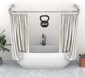 CF personnalisé réglable 24 crochets moderne en acier inoxydable incurvé rideaux de douche <span class=keywords><strong>tringle</strong></span> en forme de U deux méthodes d'installation pour salle de bain - Product Image 6