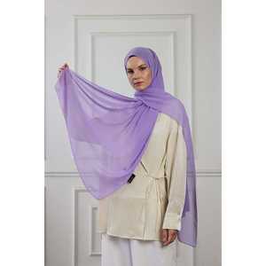 Chal de Gasa Lila para Mujer, 100% Poliéster, Teñido Liso, Estilo Largo, Pañuelo Ligero, Accesorio de Moda - Product Image 3