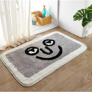 Tapis de bain rectangulaire rose avec motif Emoji de dessin animé, absorbant et antidérapant, pour salle de bain, toilettes, entrée, usage domestique - Product Image 2