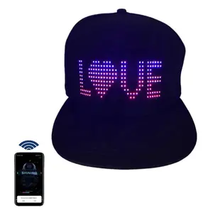 RGB Color Programmable Glowing Screen Scrolling Hat Blue tooth USB Rechargeable LED Glowing Hat with Message Gorras for Party
