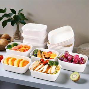 Precio al por mayor desechables para llevar envases de embalaje de alimentos de fábrica rectangular de papel cuadrado contenedor de ensalada tazones - Product Image 6