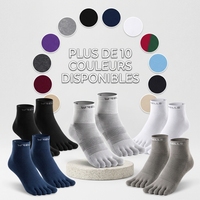 Chaussettes de sport athlétiques pour hommes à cinq doigts, en coton tricoté respirant, pour la course, avec compression de la voûte plantaire, anti-ampoules, coupe basse