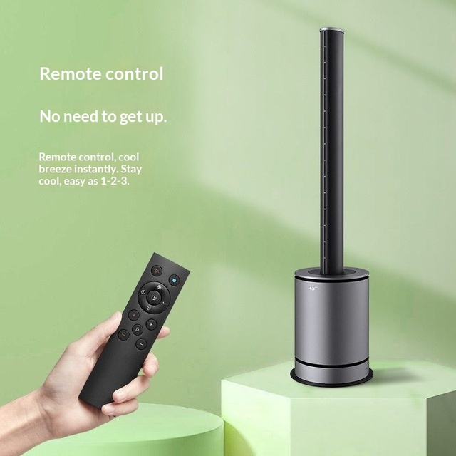 SK Bladeless Tower Floor Fan Household Ultra-Quiet Smart Temperature-Control Dual-Use Air-Purifying App-Controlled Remote Fan