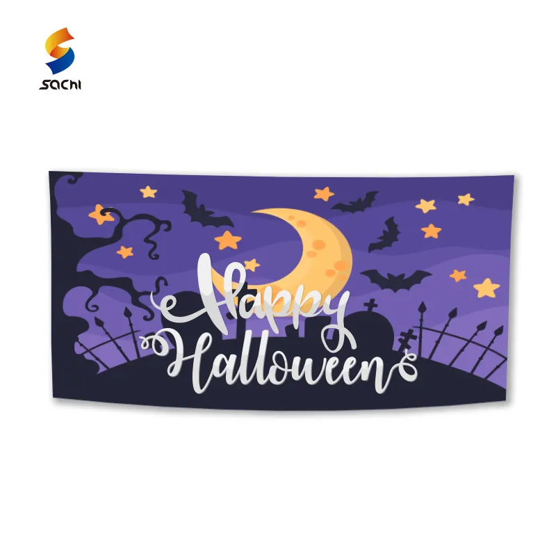 Özel festivali dekorasyon cadılar bayramı afiş asılı Polyester yeni yıl noel partisi dekor malzemeleri kapalı açık Yard Banner