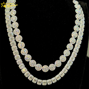 Elmas test 9mm zincir buzlu Out baget geçmek özel 925 ayar gümüş Hip Hop VVS Moissanite tenis zinciri - Product Image 4