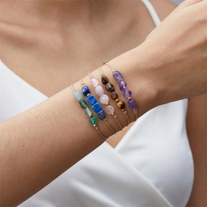 Pulsera de <span class=keywords><strong>piedra</strong></span> natural de 12 Constelaciones con tarjetas, cristales curativos, abalorios de piedras preciosas, pulsera para parejas, amistad - Product Image 2