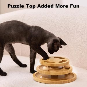 ZOMISIA Cat <b>Ball</b> <b>Track</b> Toy Wooden Puzzle Tower Interactive Spinning <b>Balls</b> For Indoor Cats Boredom Buster - Product Image 3