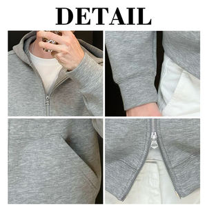 Sudadera con capucha Kingsen de algodón grueso de alta calidad con doble cremallera para hombre, corte holgado extragrande, bordada - Product Image 6