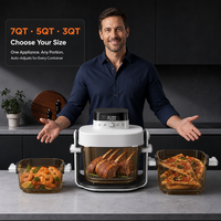 Friteuse à air portable 6-en-1 en verre 7QT 6,6L 1800W avec panier en verre trempé, détection automatique du récipient, cuisinière domestique OEM