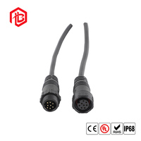 Connecteur d'alimentation M14 assemblé, 2 broches, 9 broches, mâle/femelle, contact en cuivre, FPC, étanche IP68, type à souder, circulaire, adaptable sur site