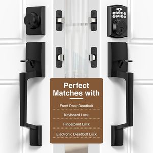 Manija de Puerta Moderna en Negro Mate, de Zinc, con Palanca de Entrada Ambidiestra, Fácil Instalación, Herraje para Puerta Principal - Product Image 2