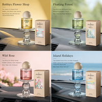 Diffuseur de parfum coloré pour voiture, bouteille en verre 50 ml avec bouchon lune, étiquette personnalisée, parfum d'ambiance pour la maison, pour la vente au détail