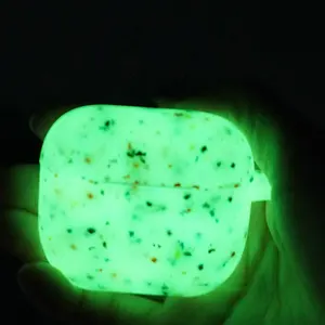 Estuche de Silicona Fluorescente Luminoso para Auriculares <span class=keywords><strong>Apple</strong></span> <span class=keywords><strong>Airpods</strong></span> 1/2 Pro 2 3 4, Estuche con Patrón de Flores que Brilla en la Oscuridad con Llavero - Product Image 1