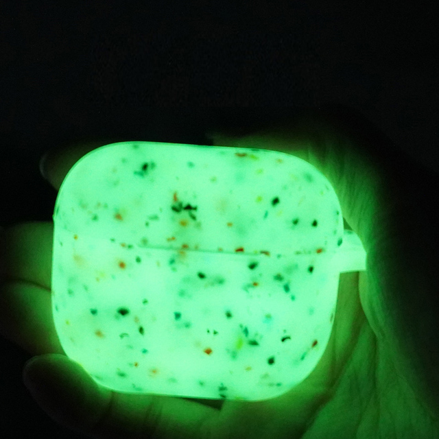 Fluorescent Luminous Silicone Earphone Case for Apple Airpods 1/2 Pro 2 3 4 Glowing in Dark Flower Pattern Case With Keychain