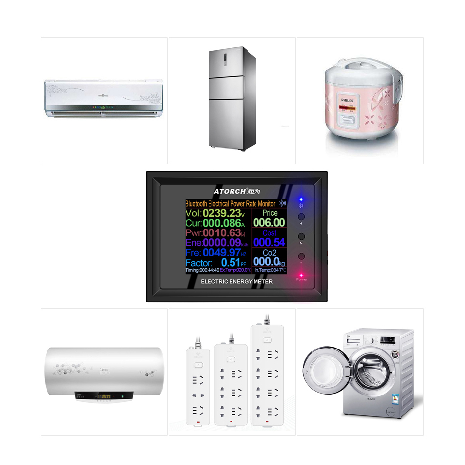 Display Digitale AC 50-300V Con Amperometro 0-20A E Misuratore Di Temperatura, KWS-AC300 10A