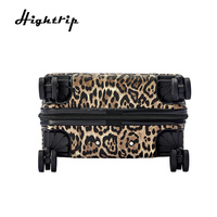 Valise à roulettes de 20 pouces avec serrure TSA, imprimé léopard, coque rigide en ABS, revêtement en cuir PU, légère et imperméable pour les voyages