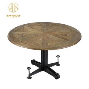 European Style Commercial Furniture Rustic Vintage Reclaimed Big Belly <strong>Round</strong> <strong>Pine</strong> Solid Wooden Dining <strong>Table</strong> - Product Image 5