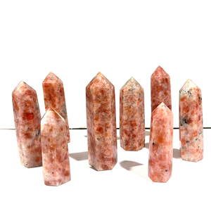 Vente en gros de pierres de soleil naturelles Poli Sunstone Point Towers Cristaux Pierre de guérison pour la décoration - Product Image 1
