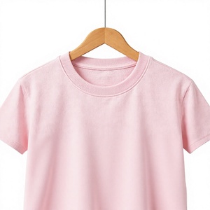 เสื้อยืดแขนสั้นสีชมพูล้วนสำหรับผู้ชาย คอกลม คลาสสิก สบายๆ ผ้าฝ้าย - Product Image 4