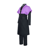 Costume de cosplay Demon Slayer Genya Shinazugawa, manteau noir et violet avec ceinture et pantalon, pour homme, en fibre de cellulose régénérée, inspiré de l'anime