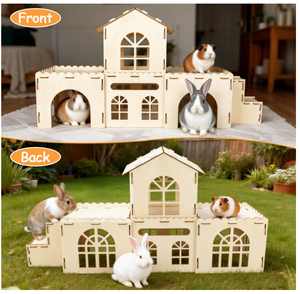 Castillo de Juego <span class=keywords><strong>para</strong></span> Conejos de Madera Ecológica, Casa Desmontable <span class=keywords><strong>para</strong></span> Conejos, Cobertizo <span class=keywords><strong>para</strong></span> Conejillos de Indias y Mascotas Pequeñas, Uso en Interiores - Product Image 5