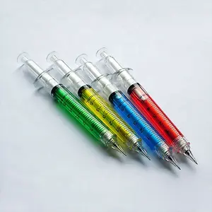 Рекламный механический карандаш в форме шприца с прозрачной жидкостью