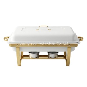 Chauffe-Plat Commercial Pliable Minimaliste Blanc et Or 9L pour Mariages, Cafés et Fêtes de Luxe Léger – Maintien au Chaud des Aliments - Product Image 4