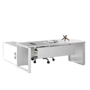 Đơn giản hiện đại màu trắng lớn điều hành bàn ghế thiết lập bền MDF gỗ phong cách quản lý giám sát ông chủ mở rộng Bảng điều chỉnh bàn văn phòng - Product Image 5