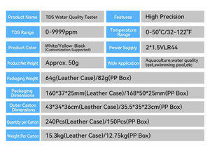 Medidor de TDS y EC Portátil 2026 Personalizado, Detector de Calidad del Agua para Pruebas de Entrada y Salida de Filtros de Agua - Product Image 6