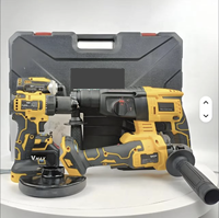 Outils sans fil multifonctionnels 4 en 1, portables, jaunes, 18v 20v 21v 48v, ensembles d'outils avec étui rigide