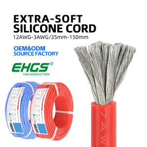 EHGS 3KV Stranded Silicone <strong>Cable</strong> 12/10/8/6/4 AWG Super Flexible Tinned Copper Auto High Temp Power Supply Motor Battery Heating - Product Image 1