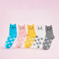 Adorable chat décontracté dessin animé 3D oreilles mi-mollet chaussettes pour femmes antibactériennes absorbant la sueur chaussettes ODM pour l'automne